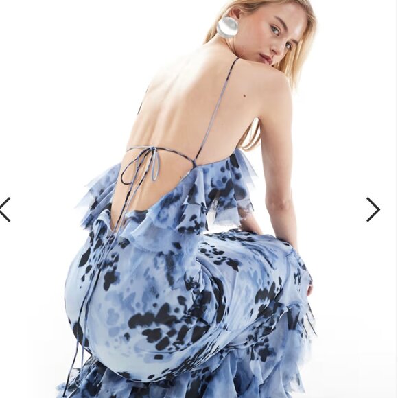 ASOS Stunning Backless Blue and Black Dress - Picture 4 of 9